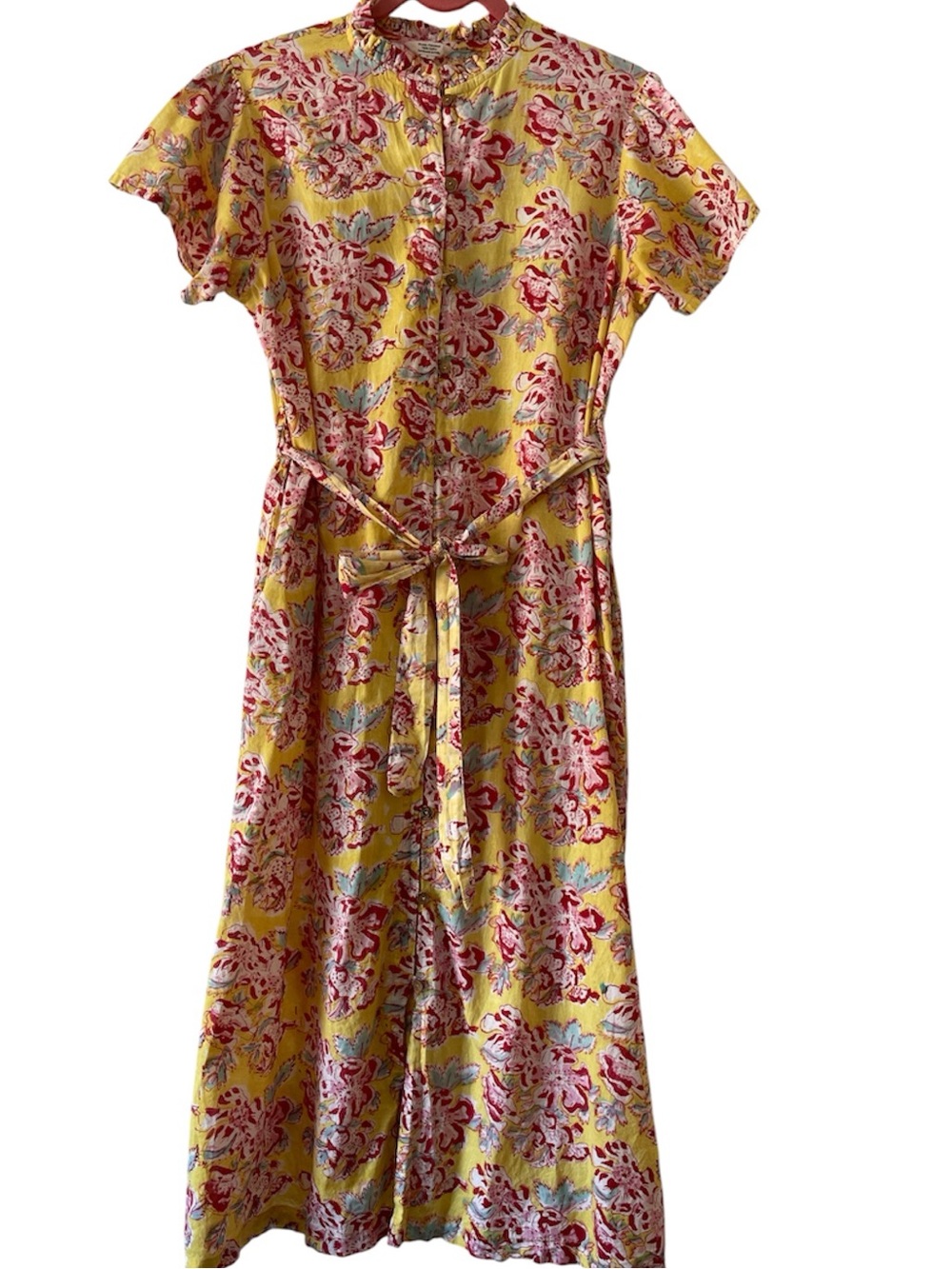 Rustic Passport Cotton Floral Print Button Front Midi Dress Size Large